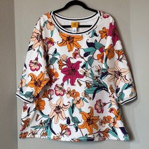 Ruby Rd Floral Sweatshirt Top 3X French Terry